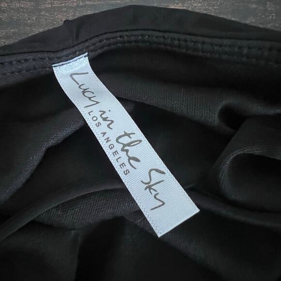 Lucy in the Sky Front Knot Black Backless Skater Dress Size M Mini Strappy Back - Picture 9 of 10